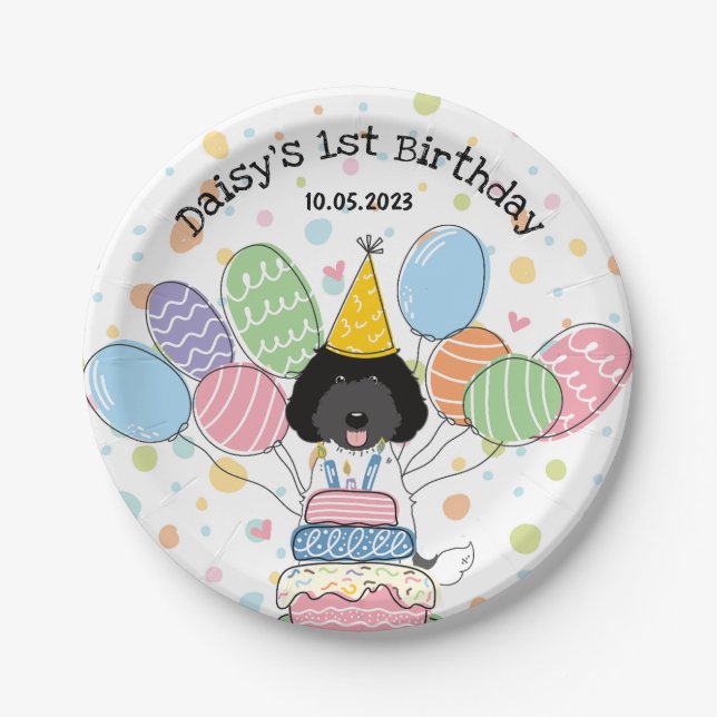 Assiettes En Carton Labradoodle chien Anniversaire Plaques papier (Devant)