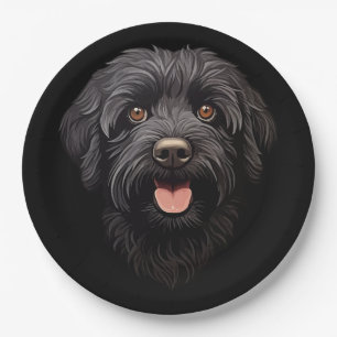 Assiettes En Carton Labradoodle Chien noir