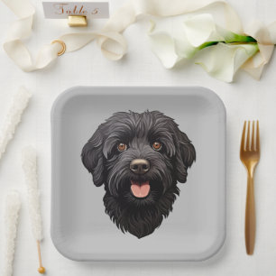 Assiettes En Carton Labradoodle Chien noir