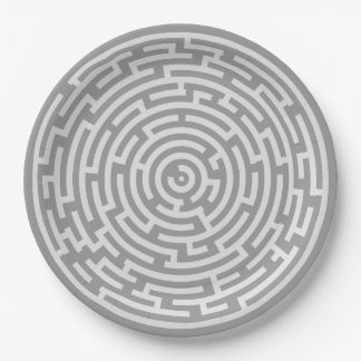 Assiettes En Carton Labyrinthe gris