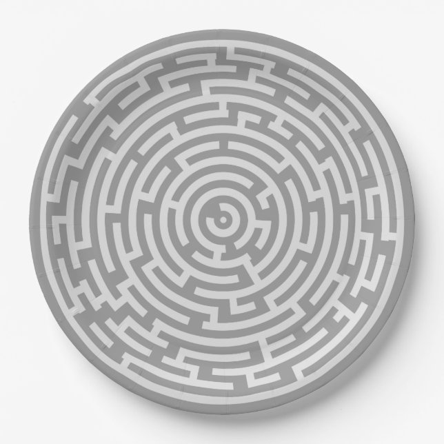 Assiettes En Carton Labyrinthe gris (Devant)