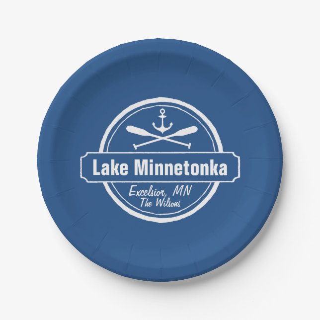 Assiettes En Carton Lac Minnetonka Minnesota ville d'ancrage et nom (Devant)