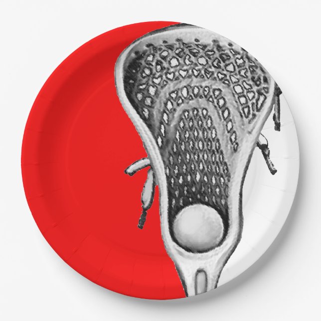 Assiettes En Carton Lacrosse Party Red (Devant)