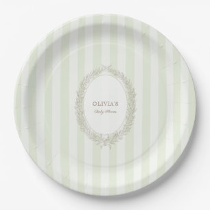 Assiettes En Carton Ladurée Café Français Bonjour Bébé Rayure Verte