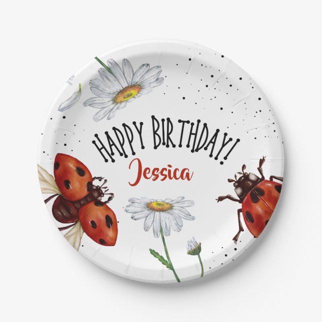 Assiettes En Carton Lady Bug Anniversaire Garden Party (Devant)