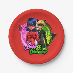 Assiettes En Carton Ladybug & Cat Noir   Lucky & Charming