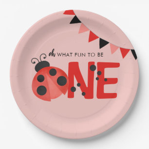 Assiettes En Carton Ladybug sur Saumon clair rose Oh Quel plaisir d'êt