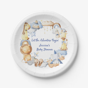 Assiettes En Carton Laisser l'aventure commencer petit bébé Baby showe