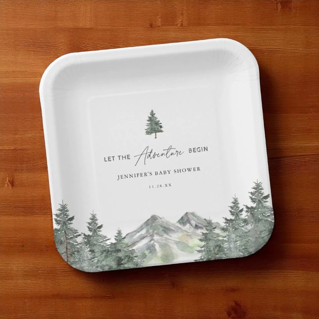 Assiettes En Carton Laissez L'Aventure Commencer Le Baby shower De Mon (Créateur téléchargé)