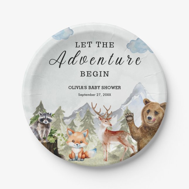Assiettes En Carton Laissez l'aventure commencer Mountain Boy Baby sho (Devant)
