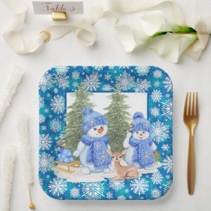 Assiettes En Carton Laissez Tomber la Neige