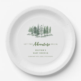 Assiettes En Carton Laissons l'aventure commencer le Baby shower fores