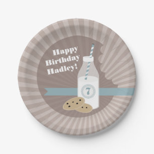 Assiettes En Carton Lait + Anniversaire de biscuits - bleu de puce de