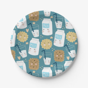 Assiettes En Carton Lait et cookies