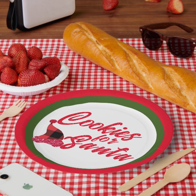 Assiettes En Carton Lait et cookies personnalisables pour Père Noël, N (Pique-nique)