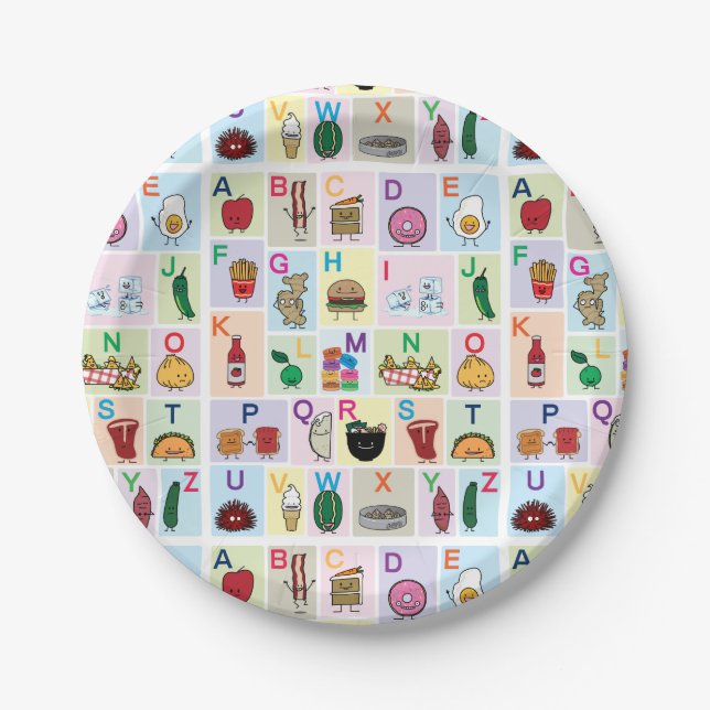 Assiettes En Carton L'alphabet d'ABC apprenant les nourritures (Devant)
