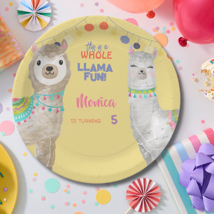 Assiettes En Carton Lama amusant, anniversaire de enfant coloré en jau