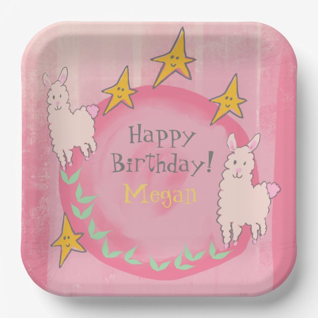 ASSIETTES EN CARTON 🦙 LAMA ANNIVERSAIRE (Recto)