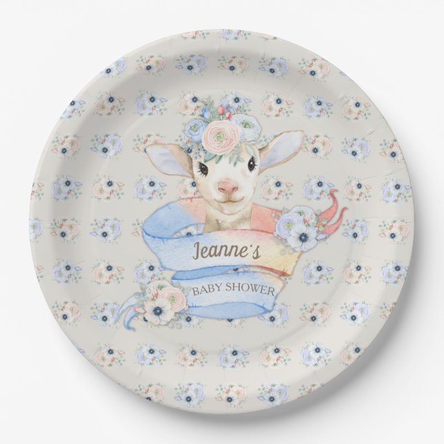 Assiettes En Carton Lambe rose bleu Sexe Neutre Révélation (Devant)