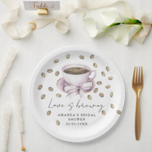 Assiettes En Carton L'amour brasse Bow Coffee Douche nuptiale