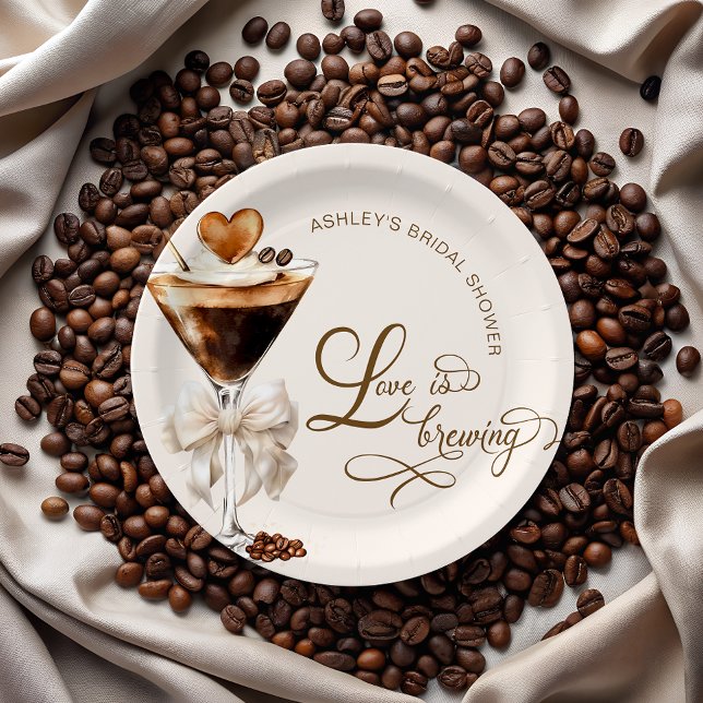 Assiettes En Carton L'amour brasse la Fête des mariées Espresso Martin (Créateur téléchargé)