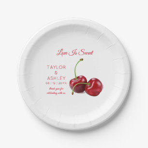 Assiettes En Carton L'amour, c'est du fruit de cerise douce   MARIAGE