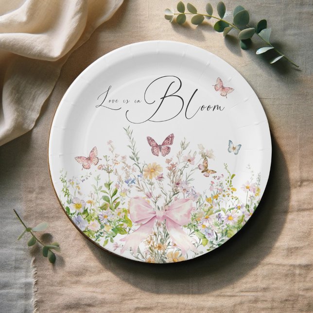 Assiettes En Carton L'amour dans Boom Fleur sauvage  Pink Bow Fête des (Créateur téléchargé)