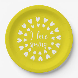 Assiettes En Carton L'Amour du Printemps, Petits Coeurs