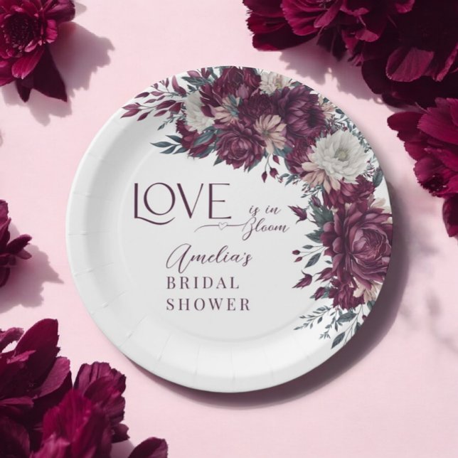 Assiettes En Carton L'amour en fleurs Fête des mariées de crème Bourgo (Créateur téléchargé)
