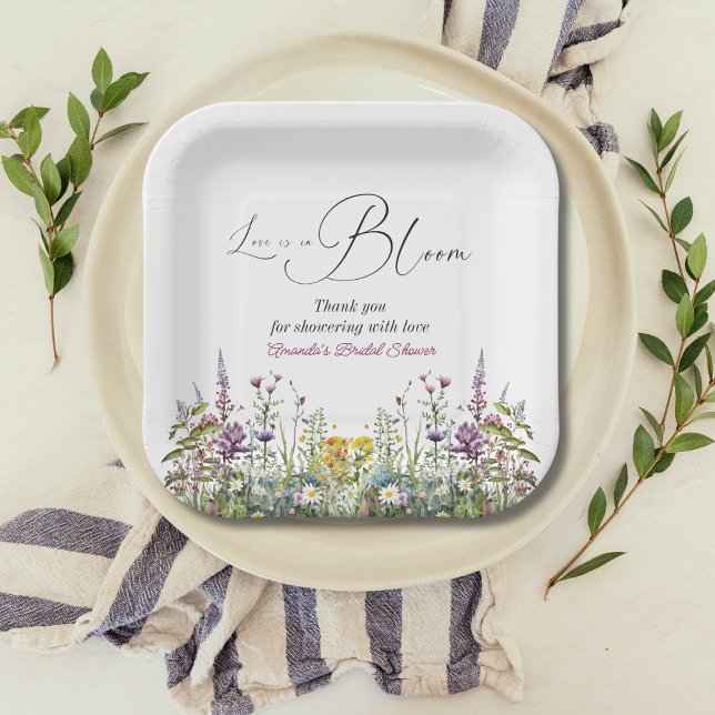 Assiettes En Carton L'amour est dans la Fête des mariées fleurie Fleur (Créateur téléchargé)