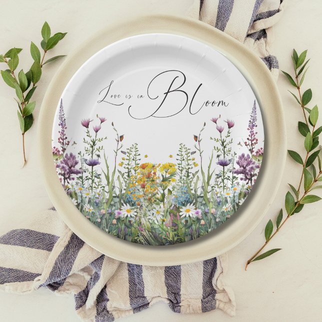 Assiettes En Carton L'amour est dans la Fête des mariées fleurie Fleur (Créateur téléchargé)
