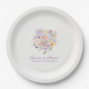 Assiettes En Carton L'amour est en Fête des mariées fleurie