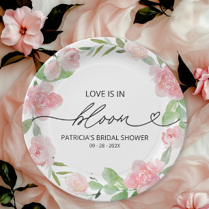 Assiettes En Carton L'Amour Est En Fête des mariées Fleurie Blush Flor