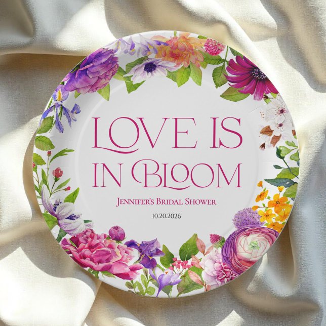 Assiettes En Carton L'amour est en fleur | Douce rêverie florale pour  (Créateur téléchargé)