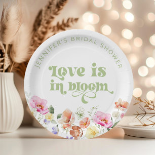 Assiettes En Carton L'amour est en fleur fleur sauvage douche nuptiale