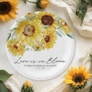 Assiettes En Carton L'amour est en fleurs Fête de mariage au tournesol