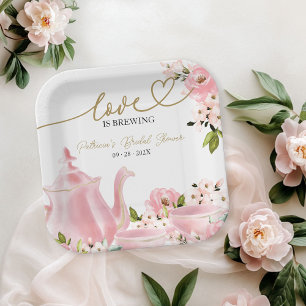 Assiettes En Carton L'Amour Floral Gold Blush est en Train de Brasser
