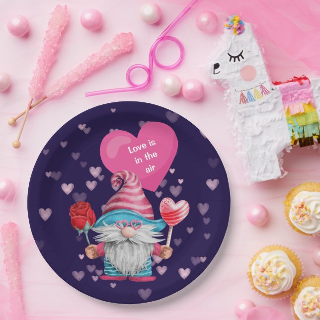 Assiettes En Carton L'amour Gnome mignon est dans l'air (Fête)