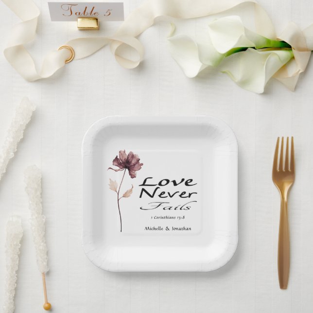 Assiettes En Carton L'amour n'échoue jamais Bible Bourgogne Mariage de (Mariage)