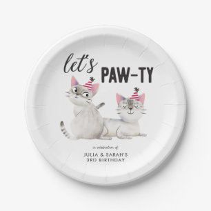 Assiettes En Carton L'anniversaire commun de jumeaux laisse des chats