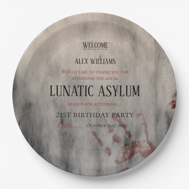 Assiettes En Carton L'anniversaire de l'asile lunatique (Devant)