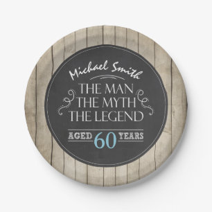Assiettes En Carton L'anniversaire d'homme plaque l'adulte rustique de