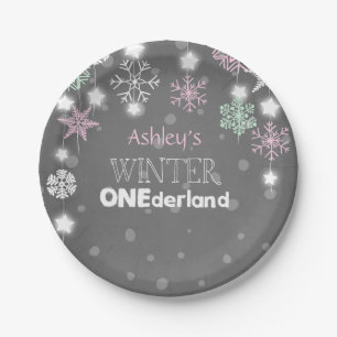 Assiettes En Carton L'anniversaire d'onederland d'hiver plaque le rose