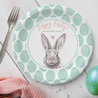 Assiettes En Carton Lapin Bunny Joyeuses Pâques Animal Art Mignon Past