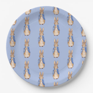 Assiettes En Carton Lapin classique sur fond bleu