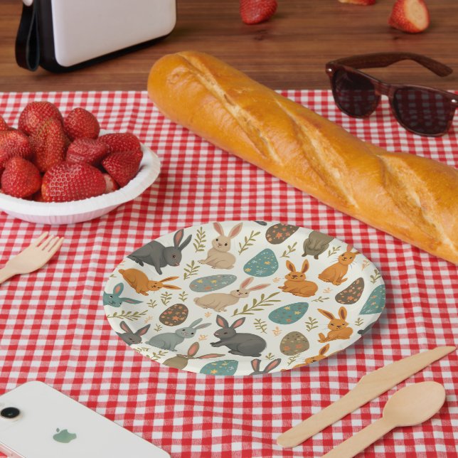 Assiettes En Carton Lapin de Pâques (Pique-nique)