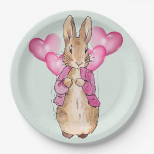 Assiettes En Carton Lapin de Pâques classique veste rose