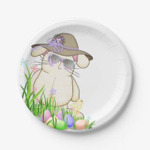 Assiettes En Carton Lapin de Pâques et poussin