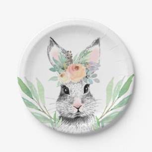 Assiettes En Carton Lapin de Pâques Floral