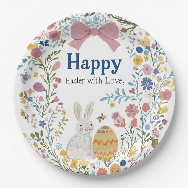 Assiettes En Carton Lapin de Pâques, Oeuf et couronne (Devant)